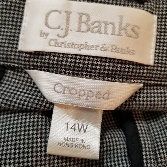CJ Banks Women's Career Black White Houndstooth Cropped Stretch Pants Size 14W - Picture 8 of 11
